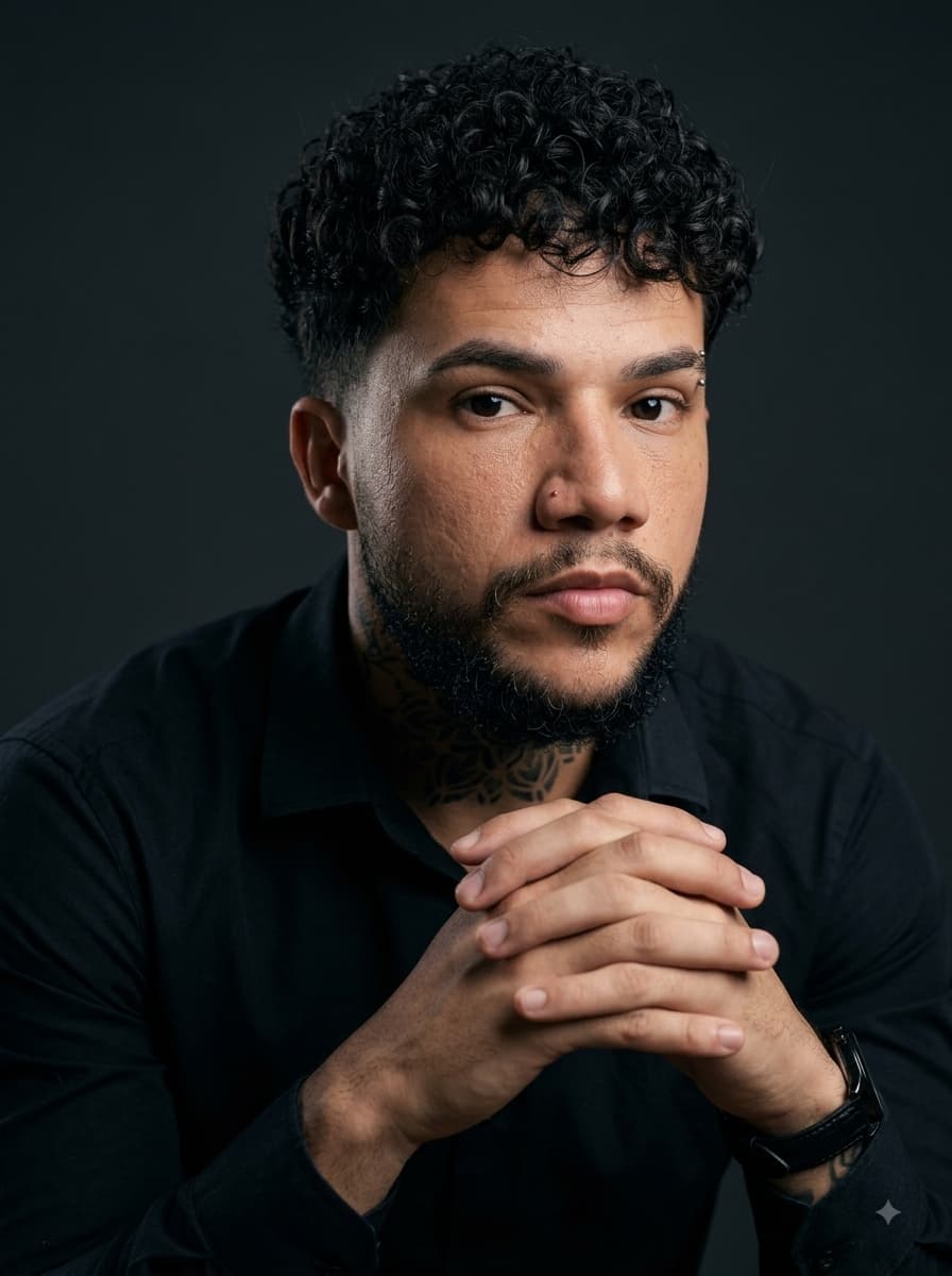 Retrato masculino em fundo escuro gerado na plataforma