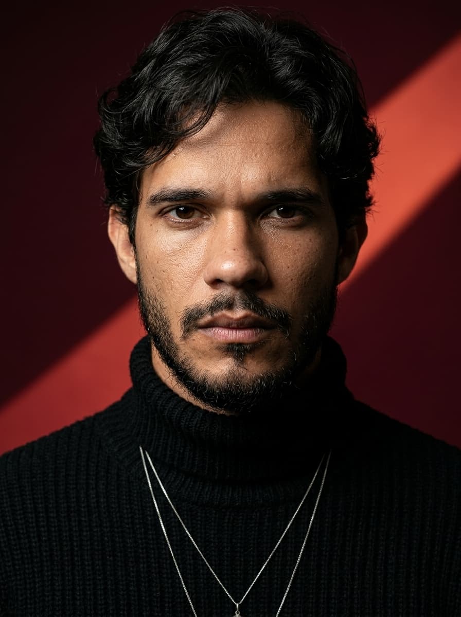 Retrato masculino com iluminação dramática gerado na plataforma