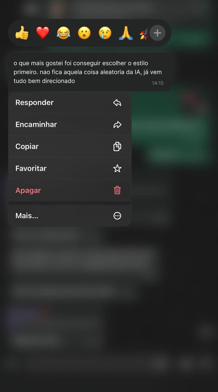 Depoimento de cliente sobre escolher o estilo antes de gerar